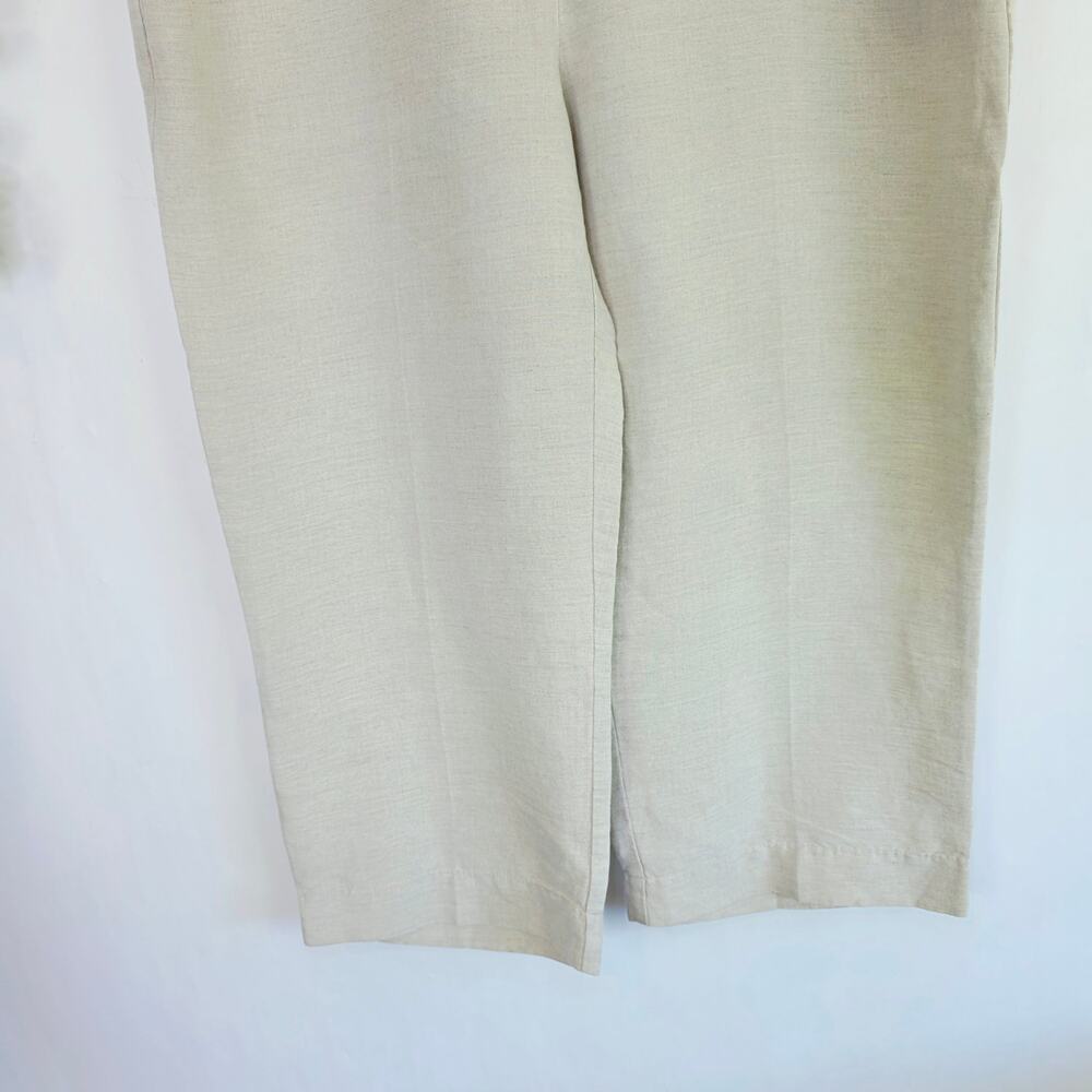 Van Heusen Studio Linen Blend Cropped Pants Capri 12 Beige Wide Leg Coastal Chic - Picture 6 of 15